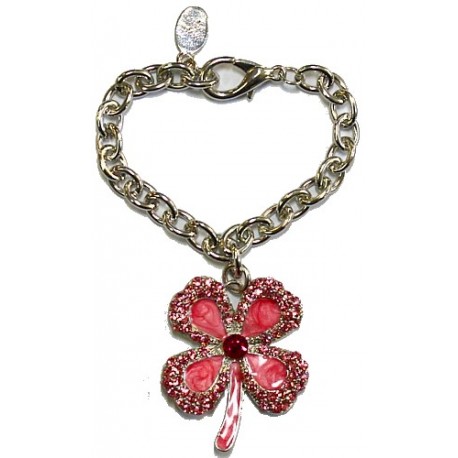 Swarovski klavertje vier 38x32mm rose 15cm ketting