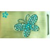 Swarovski riemgesp 5x8,5cm vlinder aqua/blauw voor 4cm riem