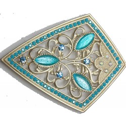 Swarovski riemgesp 9x10cm aqua/blauw voor 4cm riem